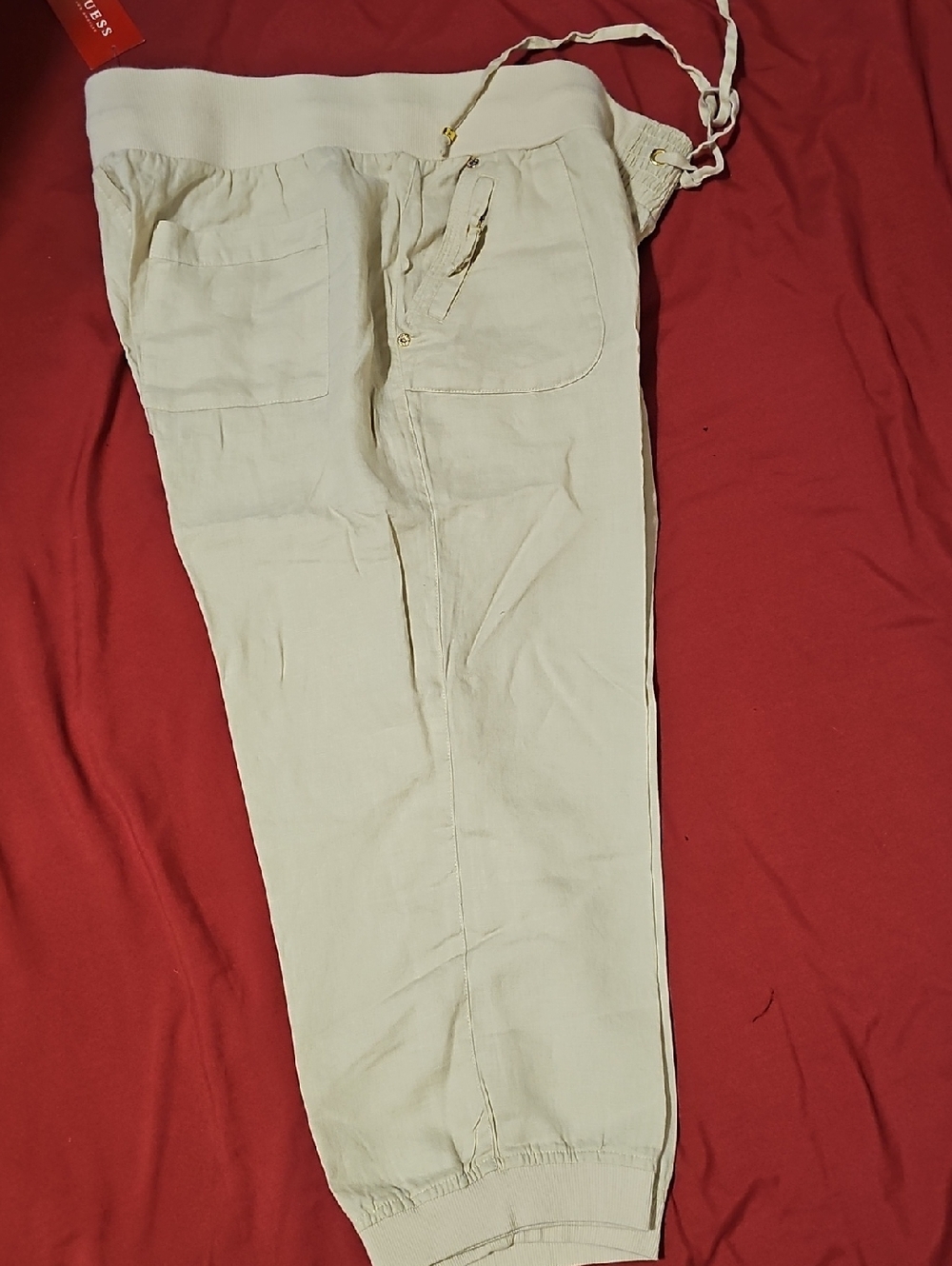Women Lightweight Cream Capri - Guess